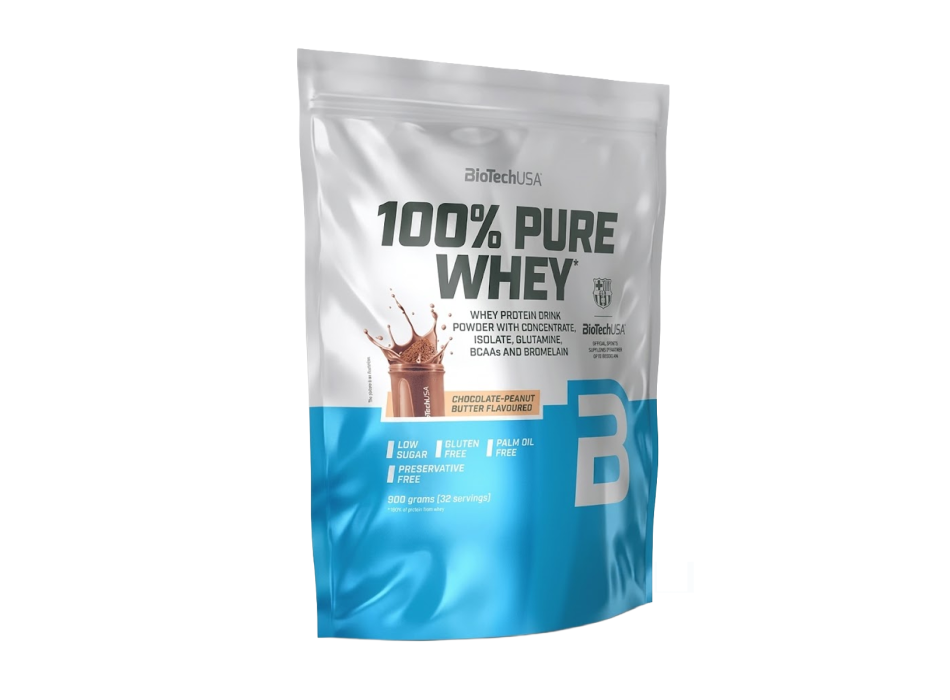100% Pure Whey BioTechUSA proteine siero del latte polvere 900g cioc e arachidi