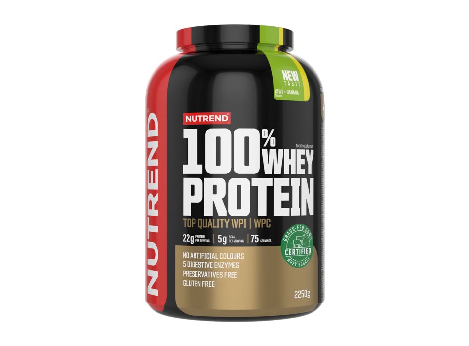 100% Whey Protein Nutrend 2250g Proteine Siero del Latte 2250g Kiwi e Banana