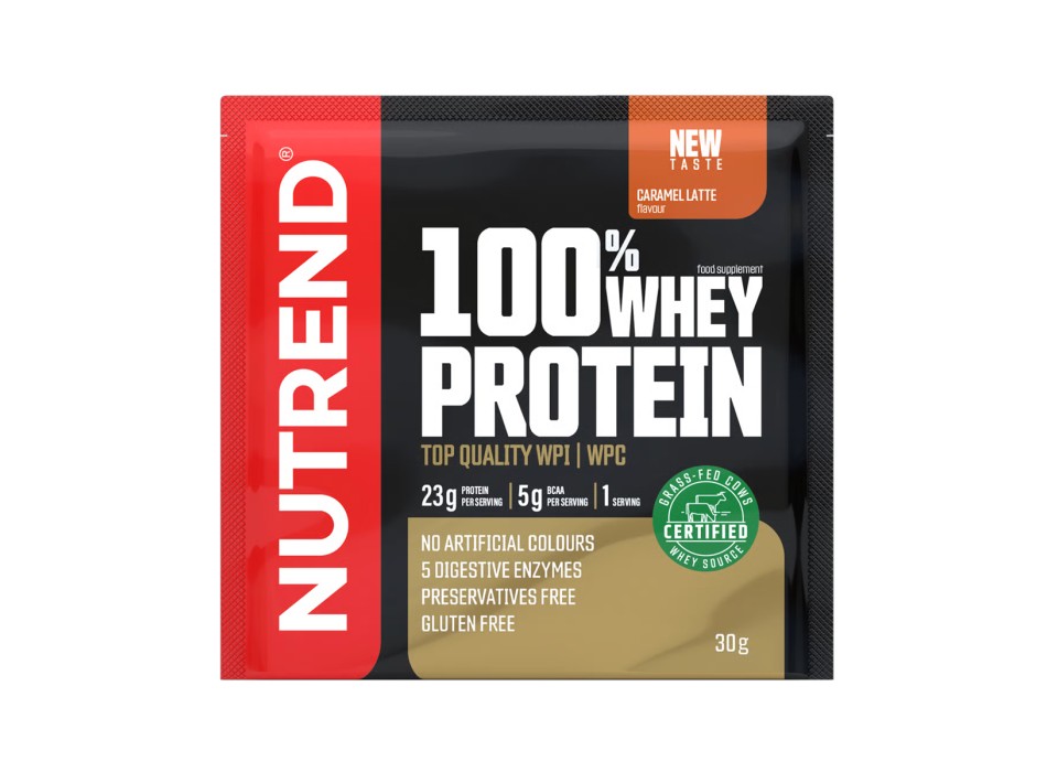 100% Whey Protein Nutrend 30g Monodose Proteine Siero del Latte Caramel Latte