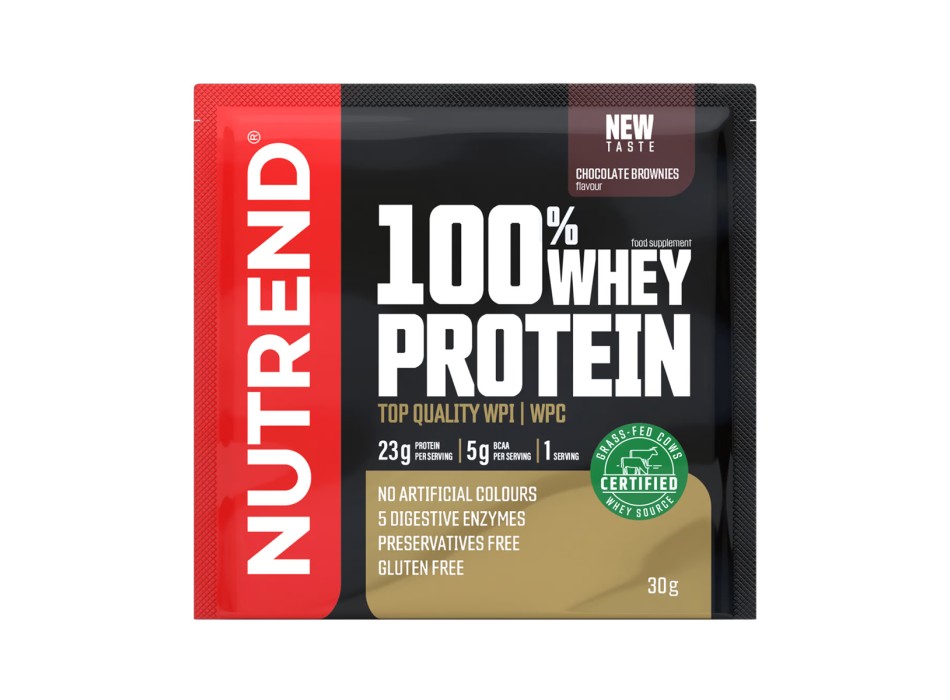 100% Whey Protein Nutrend 30g Monodose Proteine Siero del Latte Chocolate Browni