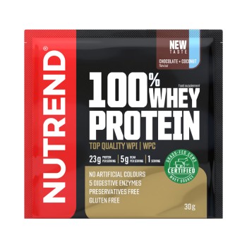 100% Whey Protein Nutrend 30g Monodose Proteine Siero del Latte Cioccolato e Coc