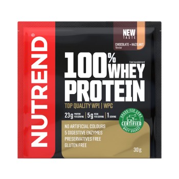 100% Whey Protein Nutrend 30g Monodose Proteine Siero del Latte Cioccolato e Noc