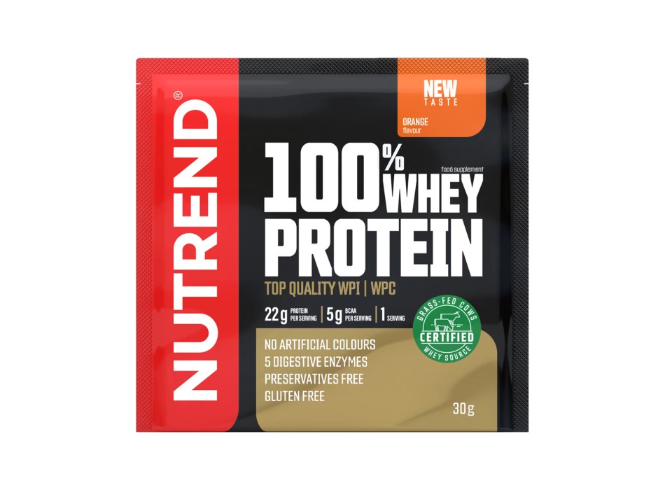 100% Whey Protein Nutrend 30g Monodose Proteine Siero del Latte Orange