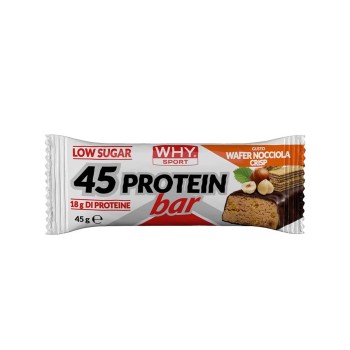 45% Protein Bar WHYsport barretta iperproteica bassi zuccheri 45g Wafer Nocciola