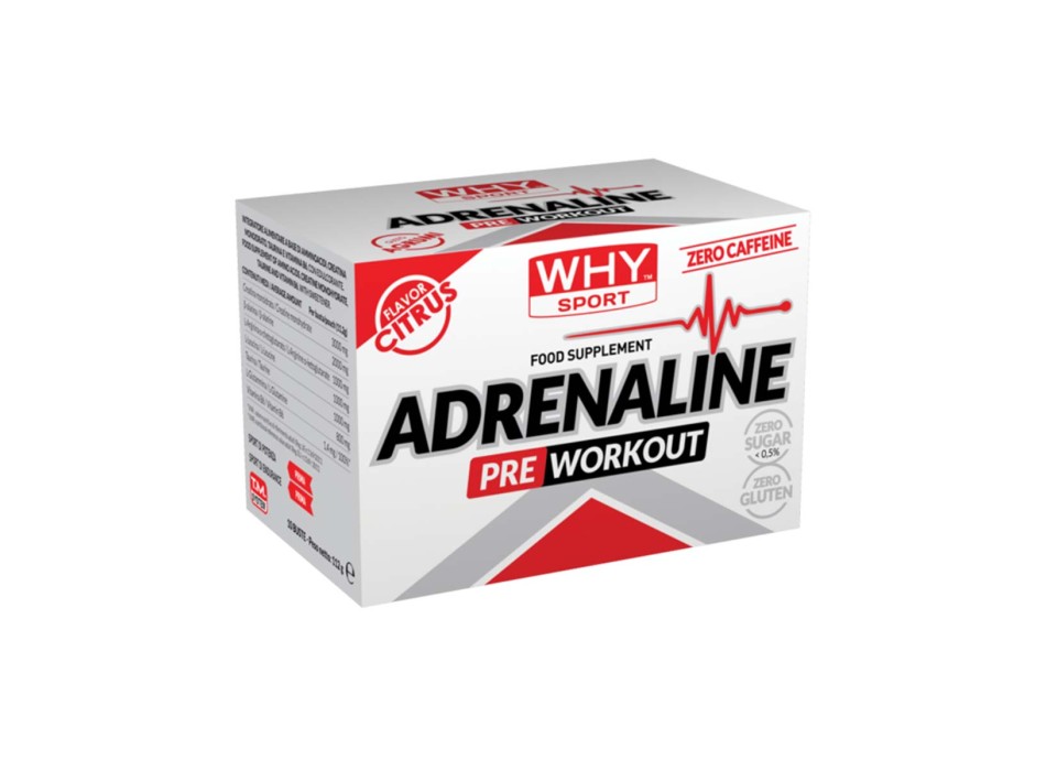 Adrenaline WHYsport pre-workout 10 bustine energia esplosiva e resistenza Agrumi