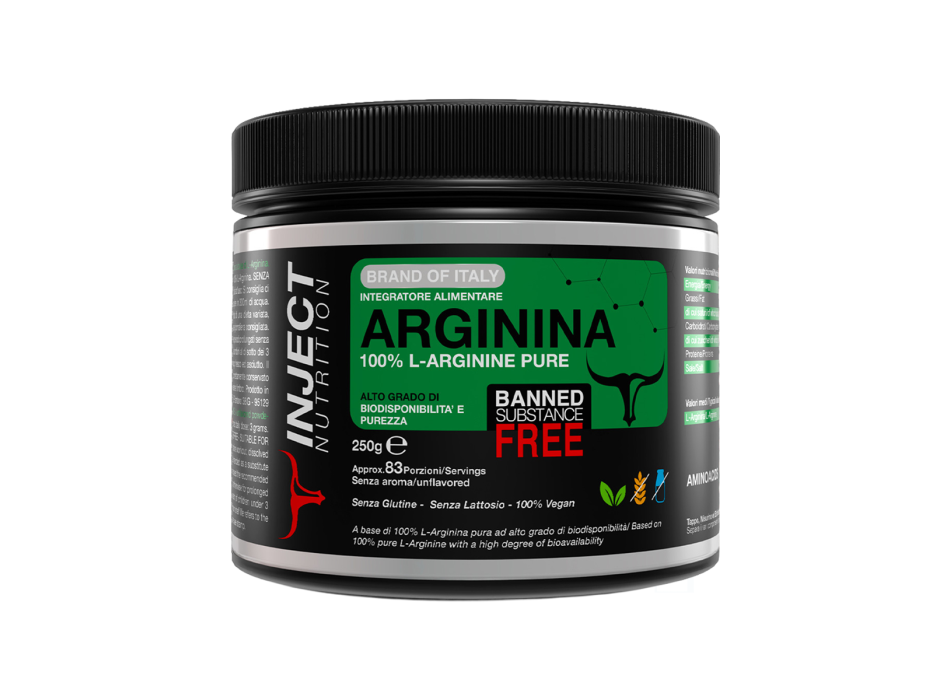 Arginina Inject Nutrition integratore ossido nitrico energia resistenza 250g