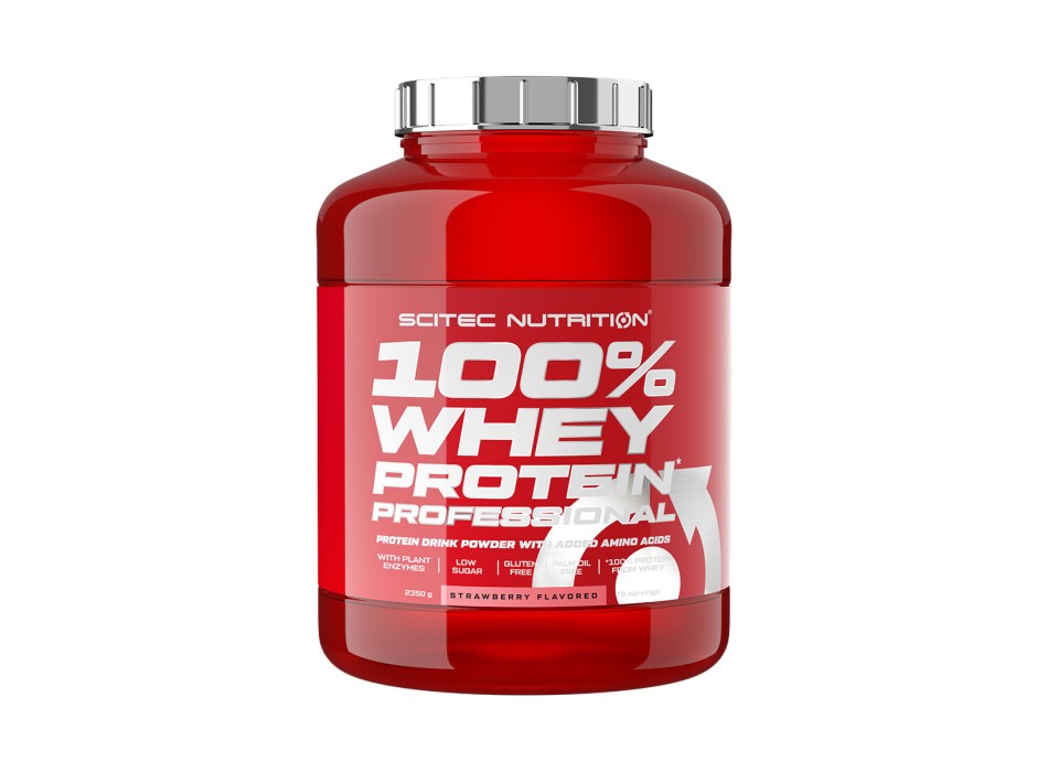 Barattolo 100% Whey Protein Scitec Nutrition 2,35kg Fragola