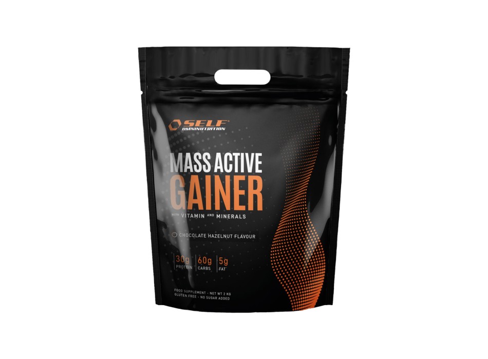 Barattolo Mass Active Gainer Self Omninutrition Gainer 2kg Cioccolato Nocciola