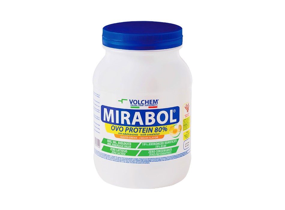 Barattolo Mirabol Ovo Protein 80 Volchem proteine albume 750g Crema