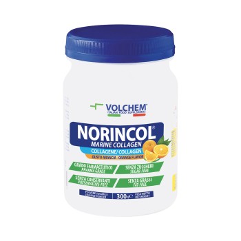 Barattolo Norincol-R Marine Collagen Volchem collagene marino 300g Arancia
