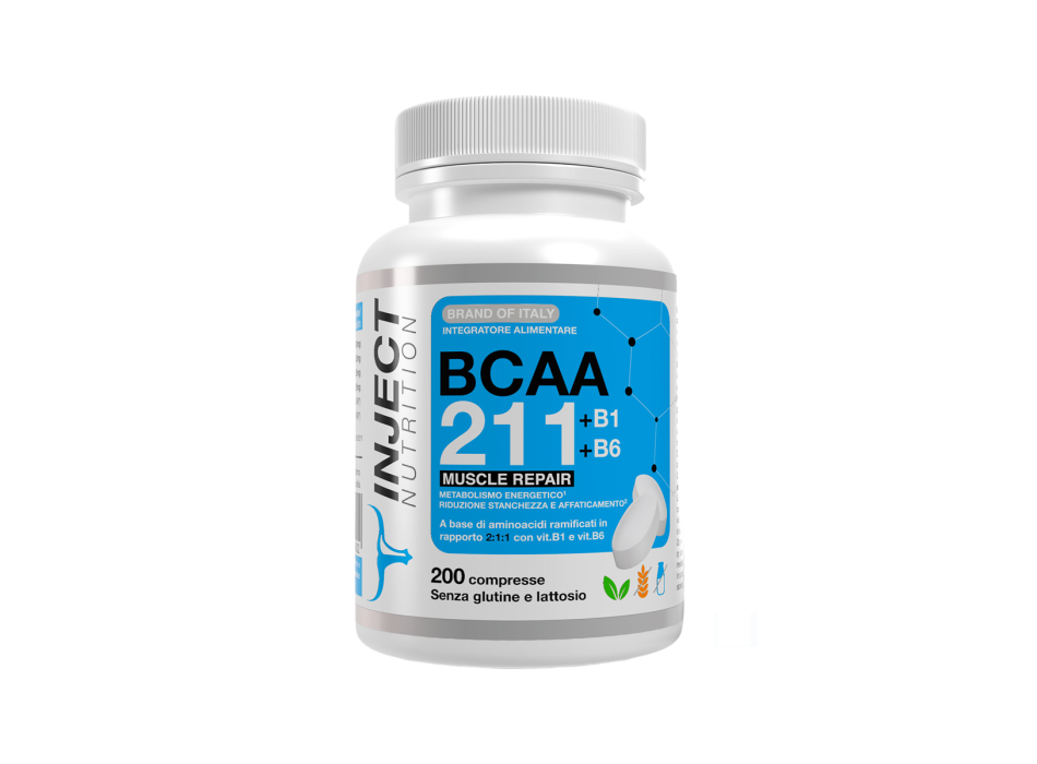 BCAA 2:1:1 Inject Nutrition integratore recupero muscolare energia 200 cpr