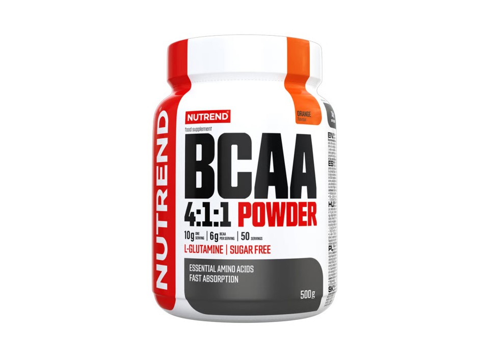 BCAA 4:1:1 Energy Powder Nutrend 500g Aminoacidi con Caffeina e Taurina