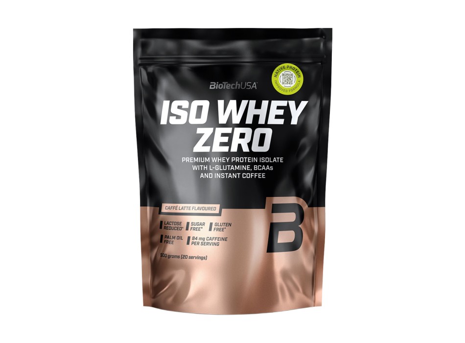 BioTechUSA Iso Whey Zero proteine isolate in polvere barattolo 500g caffè latte