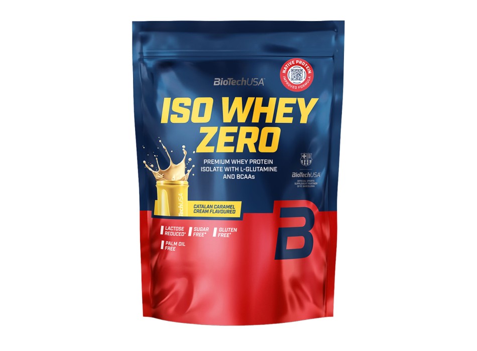 BioTechUSA Iso Whey Zero proteine isolate in polvere busta 454g crema catalana