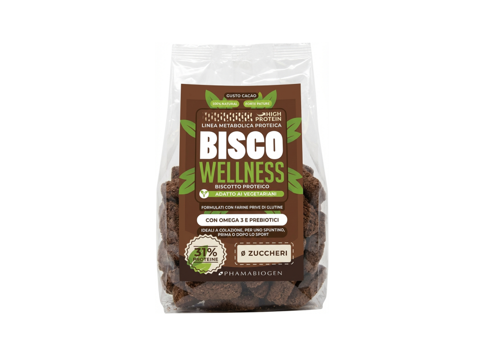 Bisco Wellness Pharmabiogen biscotti proteici 200g Cacao
