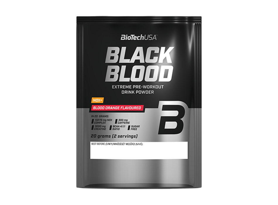 Black Blood NOX+ BioTechUSA bustina monodose pre-workout pump arancia