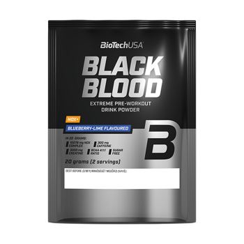 Black Blood NOX+ BioTechUSA bustina monodose pre-workout pump mirtillo e lime