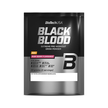 Black Blood NOX+ BioTechUSA bustina monodose pre-workout pump ruby berry