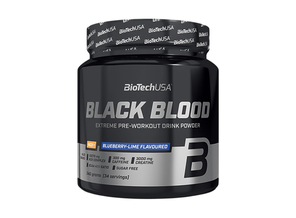 Black Blood NOX+ BioTechUSA integratore pre-workout polvere 340g mirtillo e lime