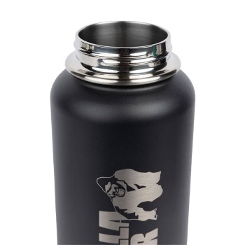 Borraccia termica Gorilla Wear 1000ml in acciaio inossidabile nero opaco con log