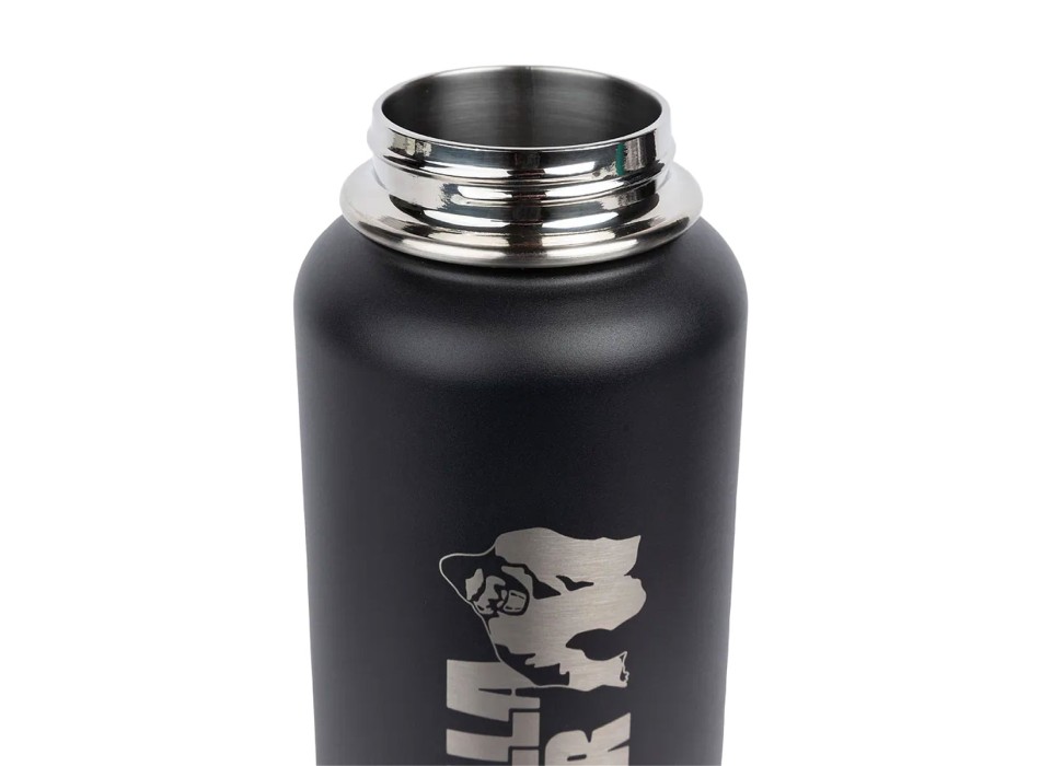 Borraccia termica Gorilla Wear 1000ml in acciaio inossidabile nero opaco con log