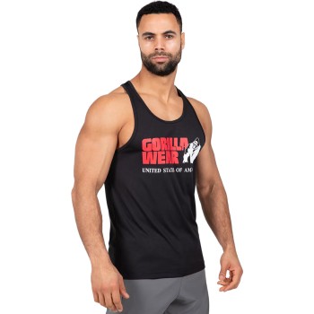 Canotta Classic Training Gorilla Wear nera da uomo con grande logo bianco circol