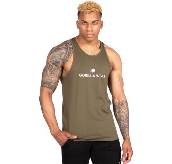 Canotta elasticizzata Gorilla Wear Carter verde militare con logo nero sul petto