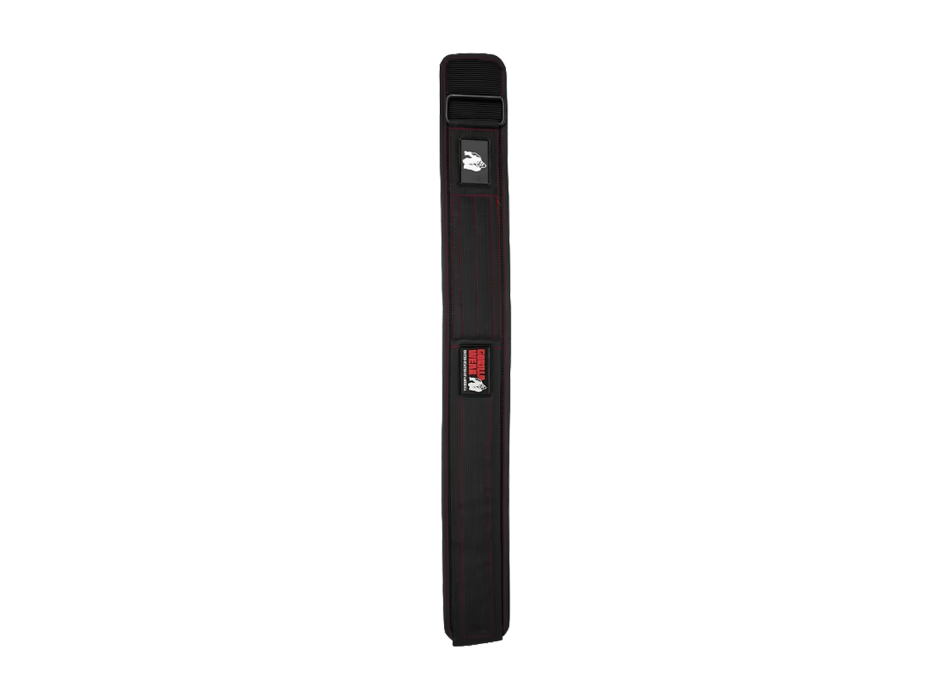 Cintura da sollevamento pesi Gorilla Wear in nylon nero con ricami nero e rosso