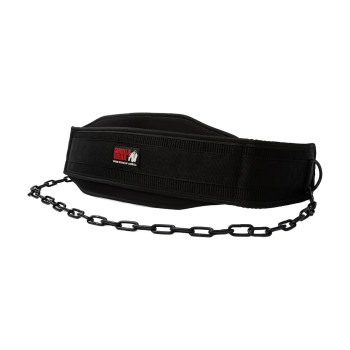 Cintura per dip Gorilla Wear nera con catena in acciaio resistente e moschettone
