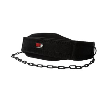 Cintura per dip Gorilla Wear nera con catena in acciaio resistente e moschettone
