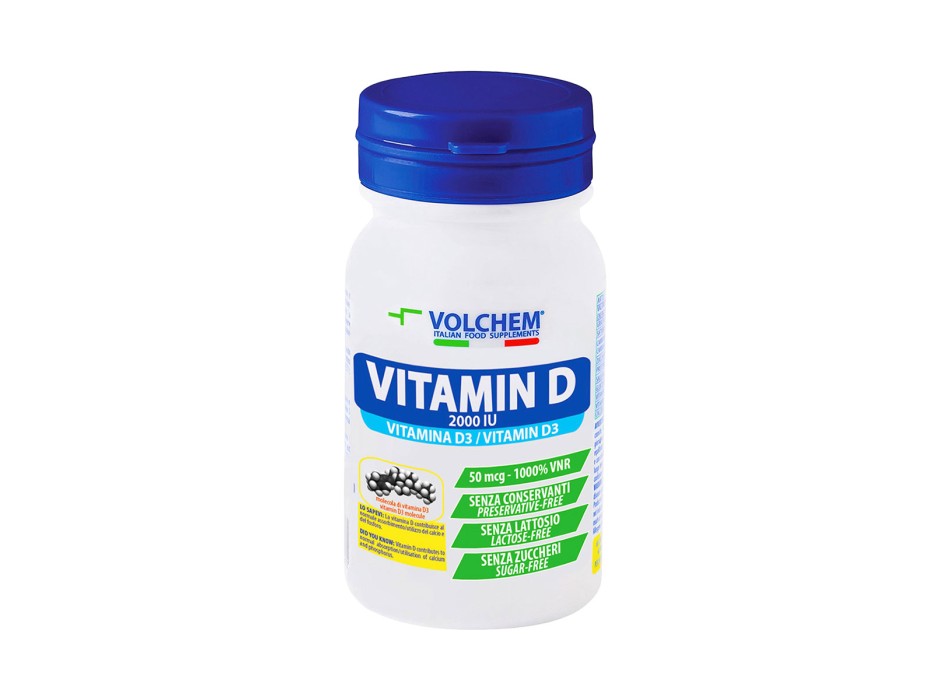 Confezione Vitamin D 2000 IU Volchem Colecalciferolo salute ossea 60 compresse