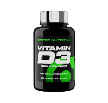 Confezione Vitamin D3 Scitec Nutrition integratore di vitamina D3 250 capsule