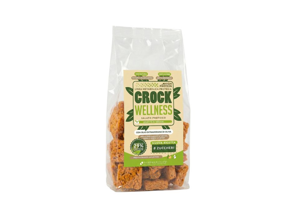 Crock Wellness Pharmabiogen snack proteico salato 80g Patate e Rosmarino