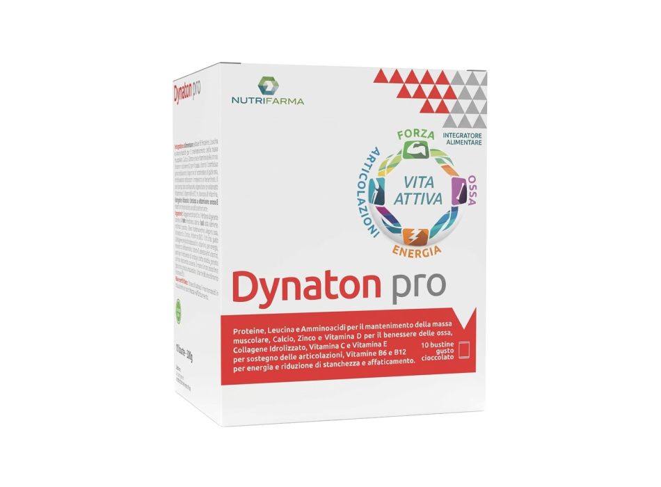 Dynaton Pro Nutrifarma integratore massa muscolare ossa stanchezza bustine 10bus