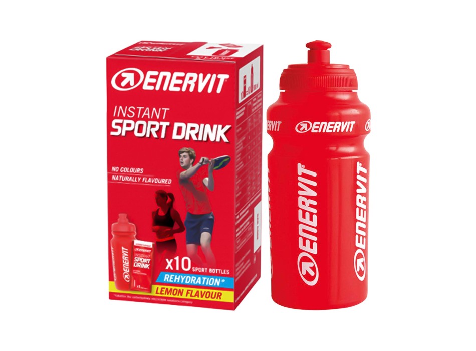 Enervit Instant Sport Drink kit promozionale con 10 bustine limone e borraccia s