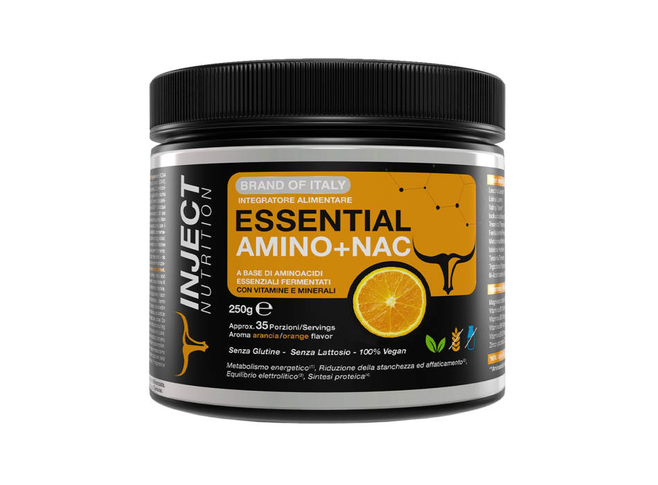 Essential Amino NAC Inject Nutrition amminoacidi essenziali polvere 250g arancia