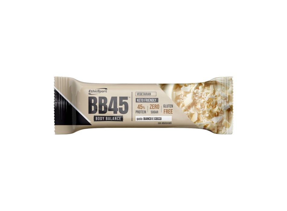 EthicSport BB45 Body Balance barretta proteica cioccolato bianco e cocco