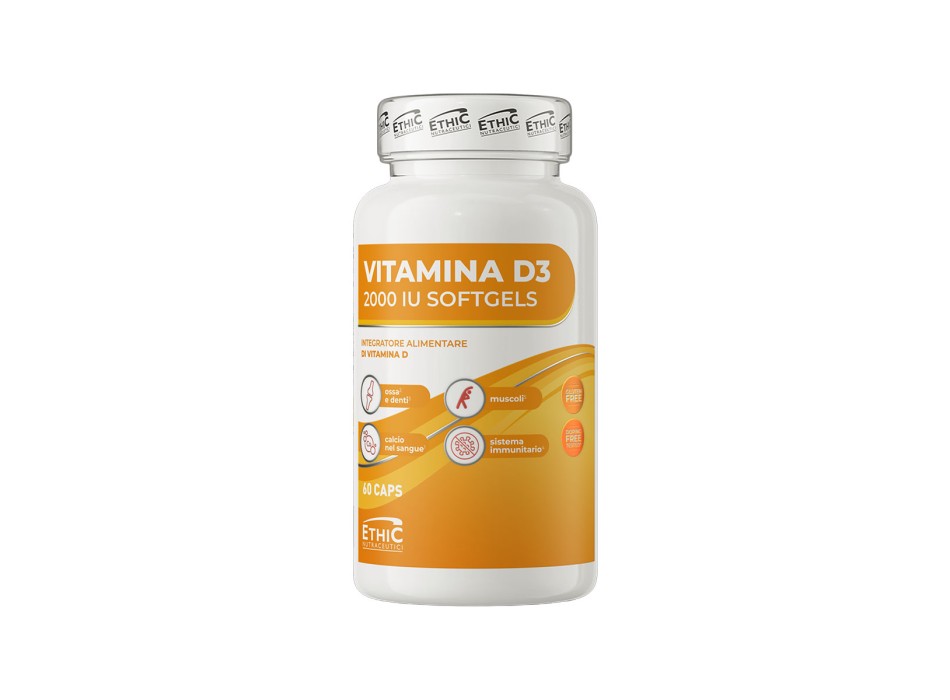EthicSport Vitamina D3 2000 IU integratore in compresse per la salute ossea e mu