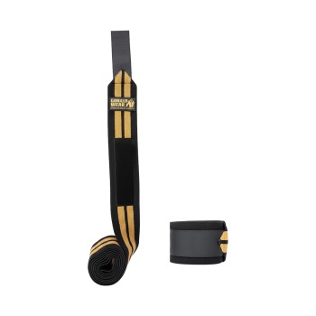 Fasce elastiche per ginocchia Gorilla Wear 250cm con strisce nero e oro