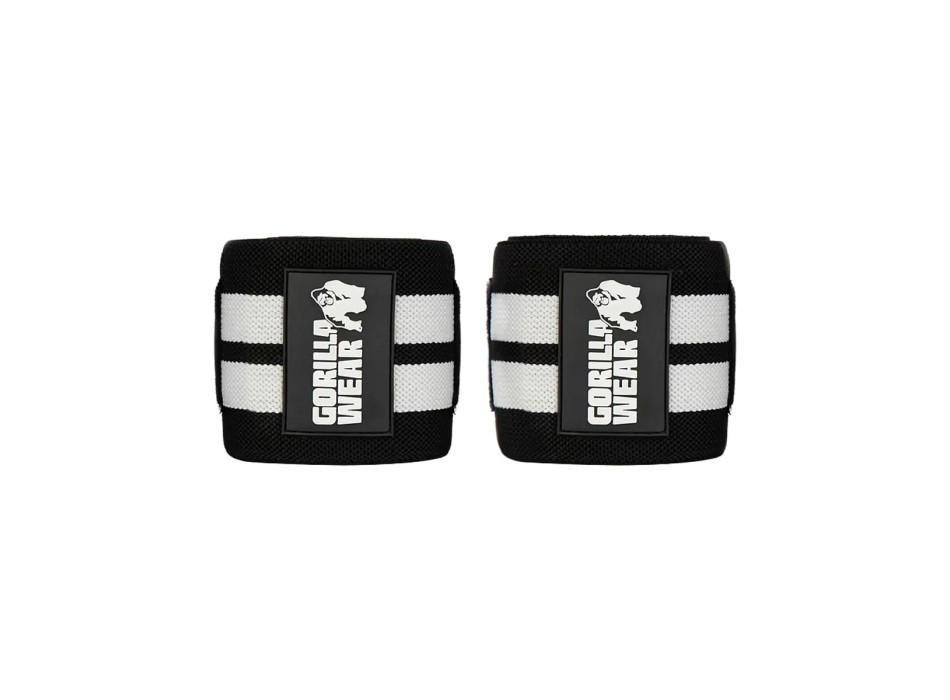 Fasce elastiche per gomiti Gorilla Wear 150cm asola facilitata nero e bianco