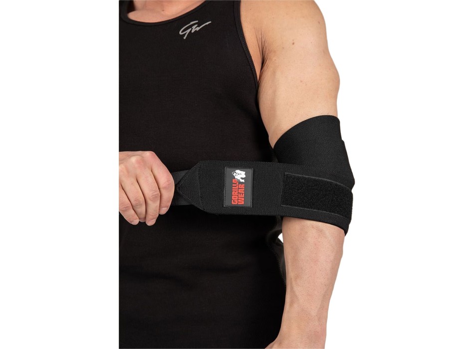 Fasce elastiche per gomiti Gorilla Wear da 120cm chiusura a strappo nero