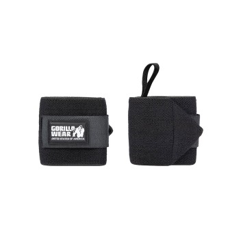 Fasce per polsi Gorilla Wear Basic nere con asola elastica per pollice