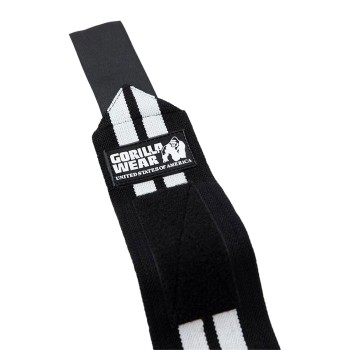 Fasce per polsi professionali Gorilla Wear Pro con cuciture rinforzate nero e bi