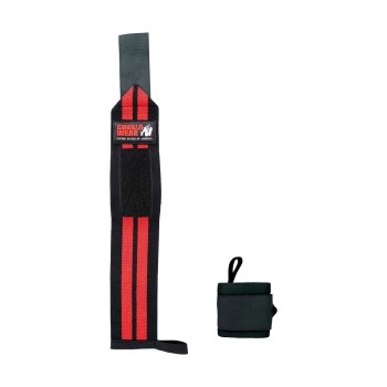 Fasce per polsi professionali Gorilla Wear Pro con cuciture rinforzate rosso e n