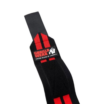 Fasce per polsi professionali Gorilla Wear Pro con cuciture rinforzate rosso e n