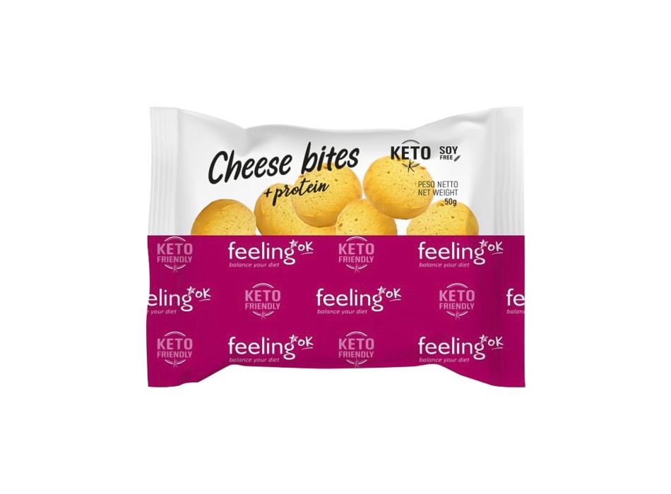 FeelingOK Cheese Bites snack salato proteico al formaggio croccante per dieta ch