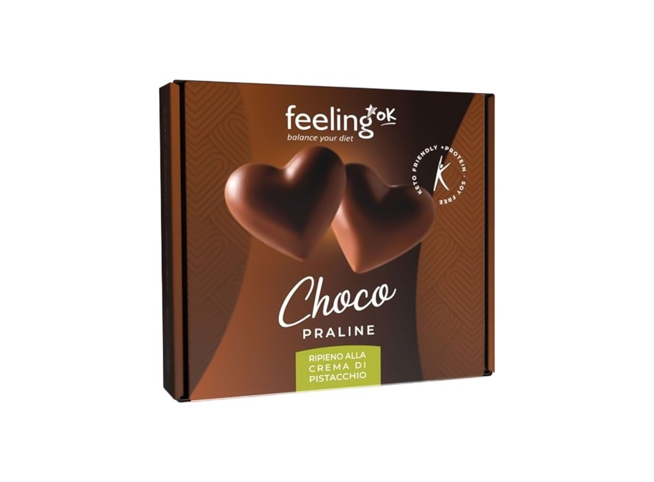 FeelingOK Choco Praline cioccolatini proteici ripieni di crema al pistacchio per
