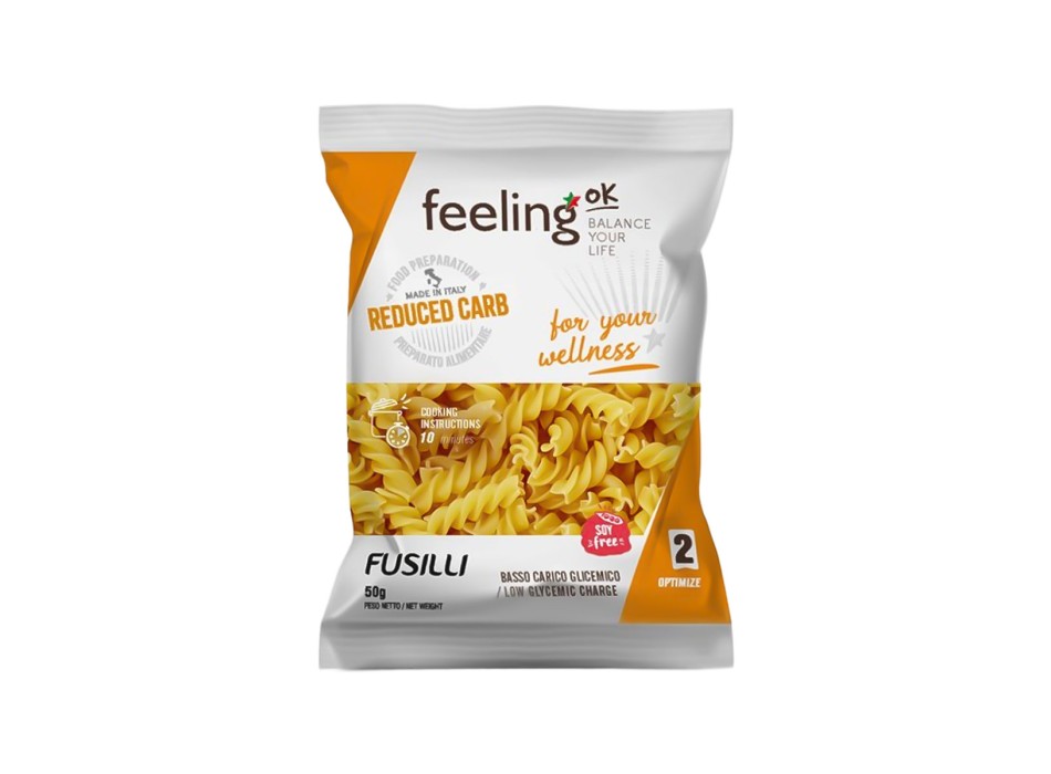 FeelingOK Fusilli linea OPTIMIZE pasta proteica a spirale ricca di fibre vegetal