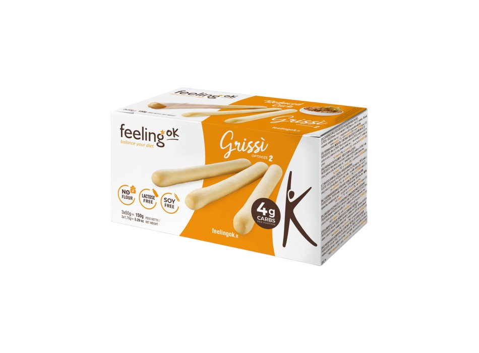 FeelingOK Grissi FIBRE linea OPTIMIZE grissini proteici croccanti ad alto conten