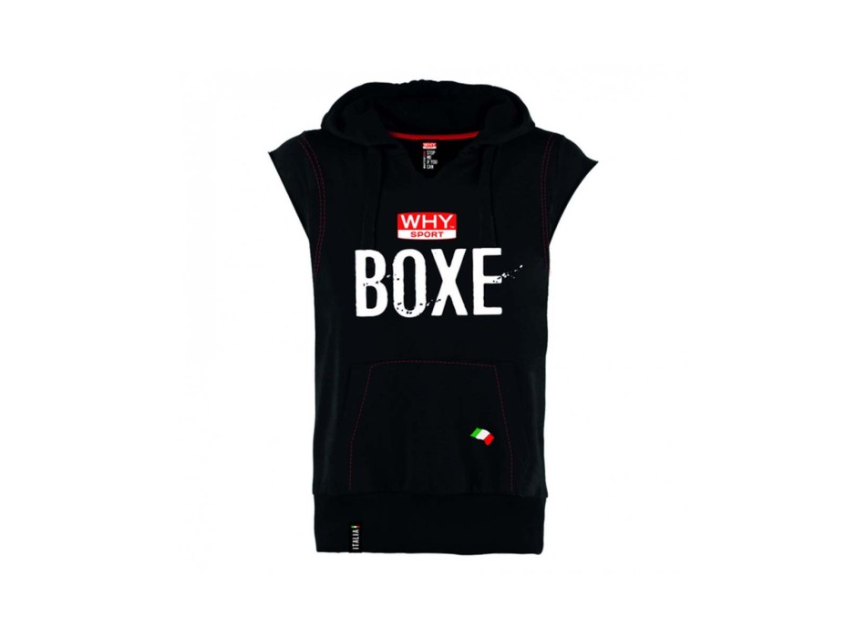 Felpa sportiva con cappuccio WHYsport Boxe abbigliamento sportivo nero con logo